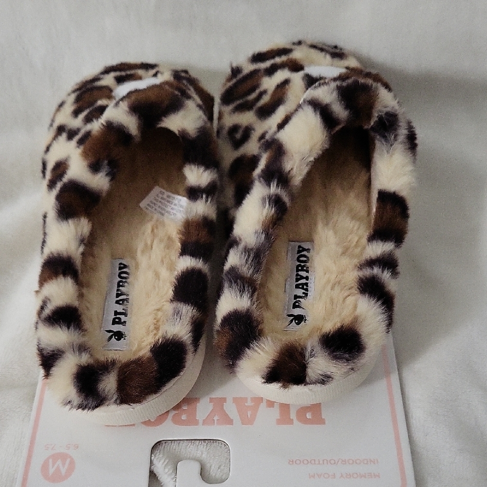 PLAYBOY Furry Animal Print Slippers - Picture 6 of 7